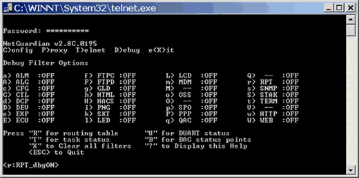 The NetGuardian debug utility provides a detailed picture of its communications.