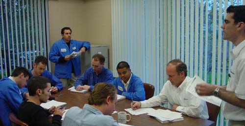 Carberry coordinates his engineering team with weekly meetings.